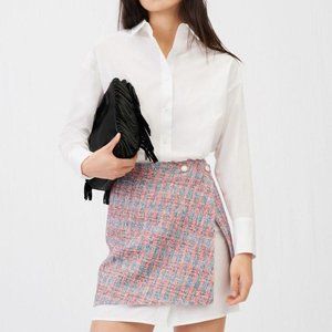 Maje RAJARI Tweed Shirt Mixed Dress